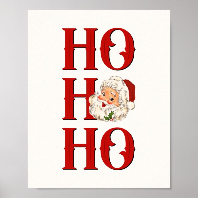 Ho Ho Ho Vintage Santa Christmas Holiday  Poster (Front)