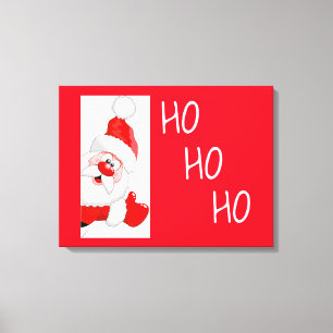Ho Ho Ho Waving Santa/Wrapped Canvas Print