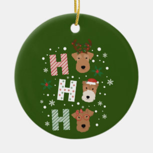 Ho Ho Ho Welsh Terrier Merry Christmas Ceramic Tree Decoration
