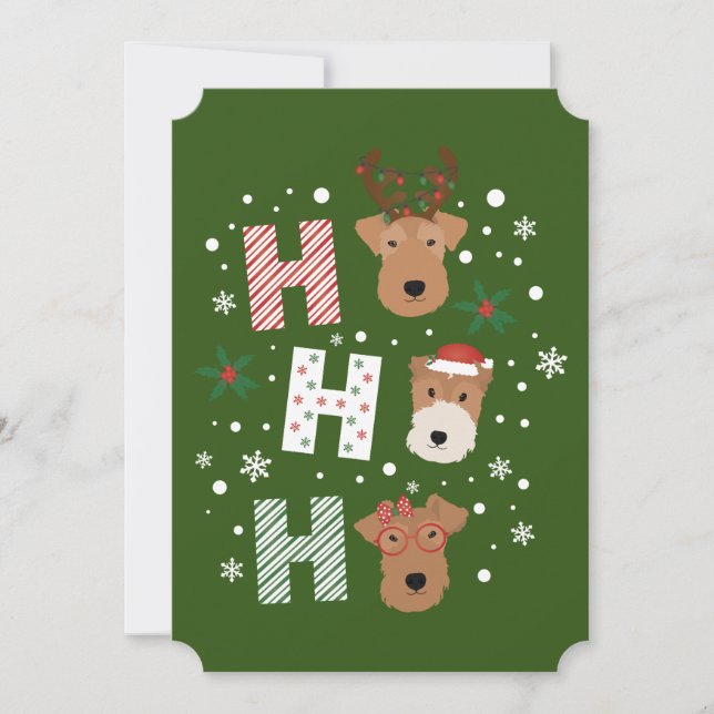 Ho Ho Ho Welsh Terrier Merry Christmas Invitation (Front)