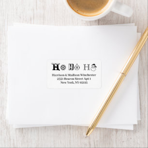 Ho Ho Ho white black cute Christmas return address Label