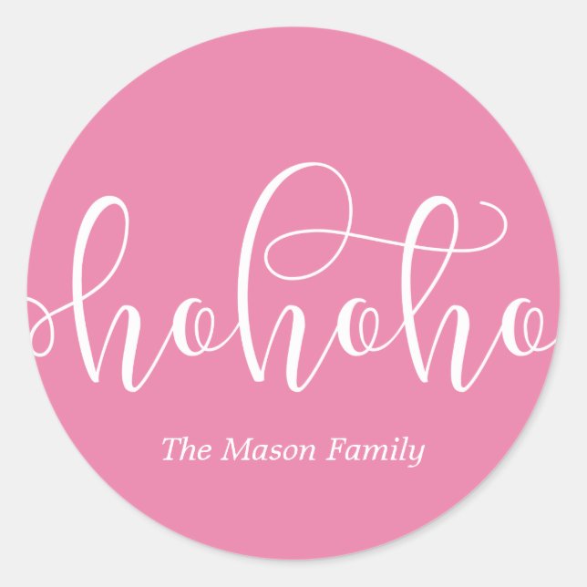 Ho Ho Ho White Script Classic Round Sticker (Front)