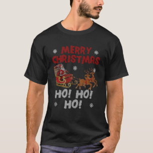 Ho Ho Ho with Santa Hat  Merry Christmas Santa Cla T-Shirt