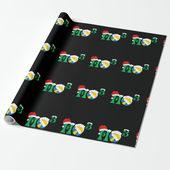 Ho Ho Ho X 3 Funny Volleyball Christmas Holiday Sa Wrapping Paper (Unrolled)