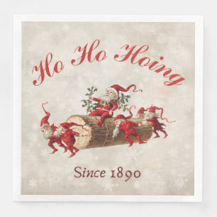 Ho Ho Hoing since 1890 vintage gnomes christmas Napkin