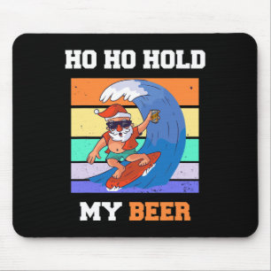 Ho Ho Hold Beer Surfer Santa Xmas Party Christmas Mouse Mat