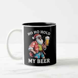 Ho Ho Hold My Bear Santa Sunglasses Christmas Two-Tone Coffee Mug