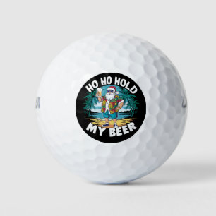 Ho Ho Hold My Beer Christmas in July Summer Santa  Golf Balls