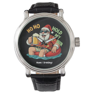 Ho Ho Hold My Beer Funny Drinking Santa Christmas  Watch