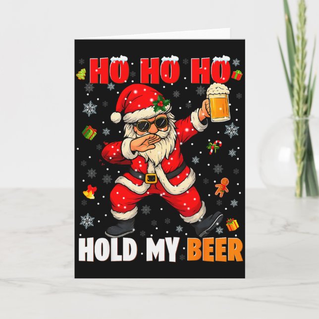 Ho Ho Hold My Drink Cool Dabbing Santa Christmas X Card (Front)