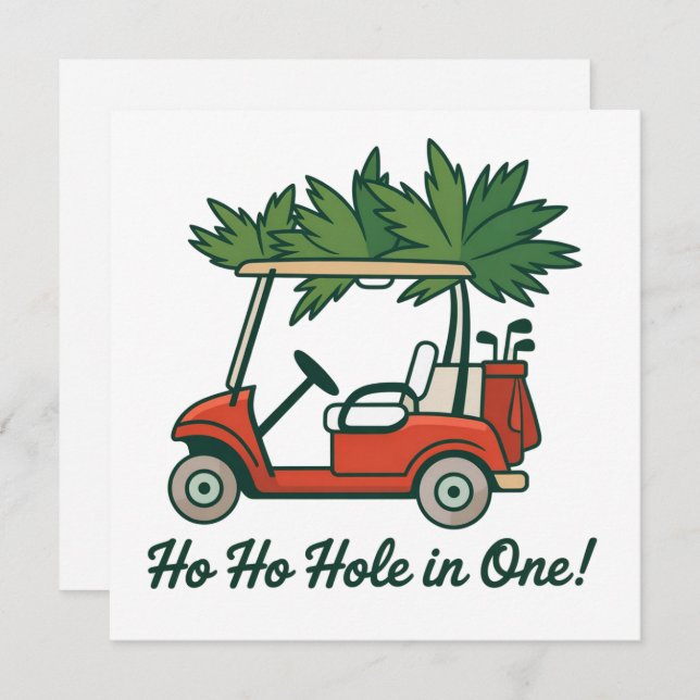 Ho Ho Hole In One Christmas Santa Golf Golfing  Holiday Card (Front/Back)