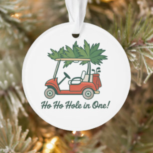 Ho Ho Hole In One Christmas Santa Golf Golfing Ornament