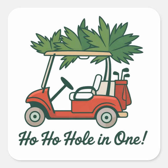 Ho Ho Hole In One Christmas Santa Golf Golfing  Square Sticker (Front)