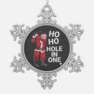 Ho Ho Hole in One Funny Golfing Xmas Christmas Snowflake Pewter Christmas Ornament