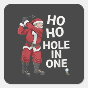 Ho Ho Hole in One Funny Golfing Xmas Christmas Square Sticker