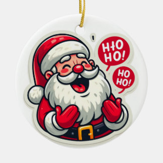 Ho Ho Holidays: Santa's Festive Greeting  Ceramic Tree Decoration