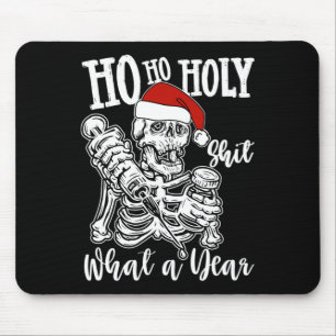 Ho Ho Holy Christmas Funny Skeleton Dancing Skull Mouse Mat