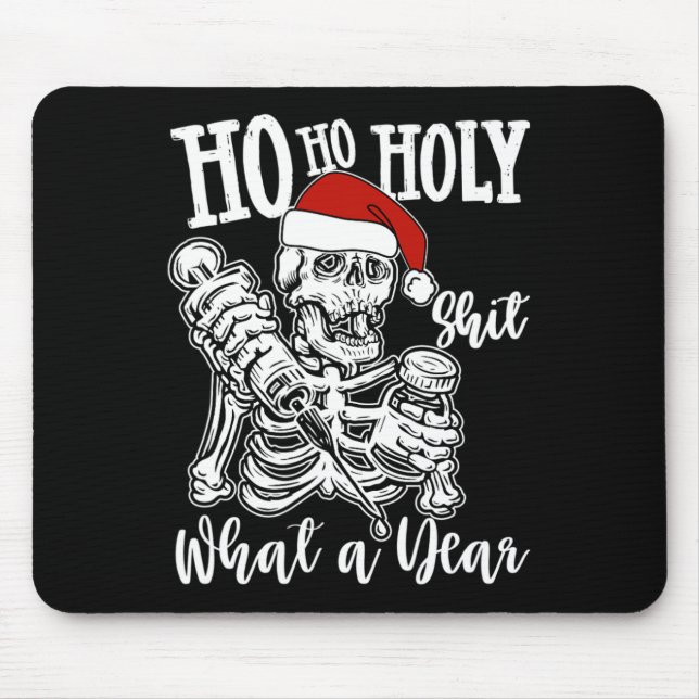 Ho Ho Holy Christmas Funny Skeleton Dancing Skull  Mouse Mat (Front)