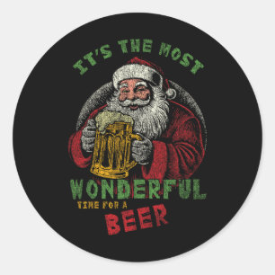Ho Ho Holy I Need A Beer Funny Santa Christmas Dri Classic Round Sticker