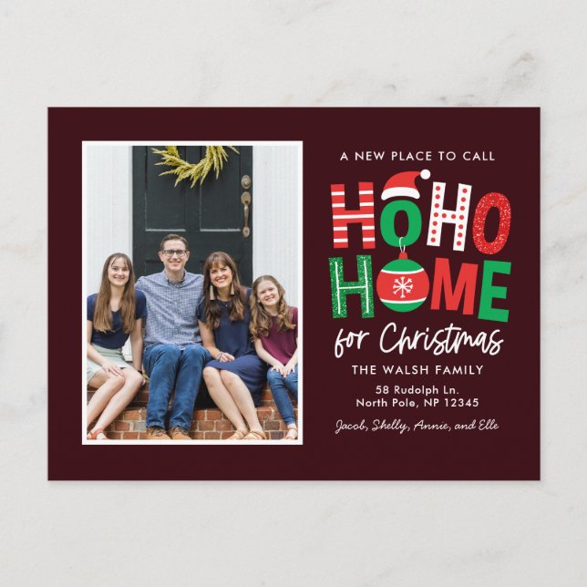 Ho Ho Home Christmas Moving Announcement Postcard (Front)