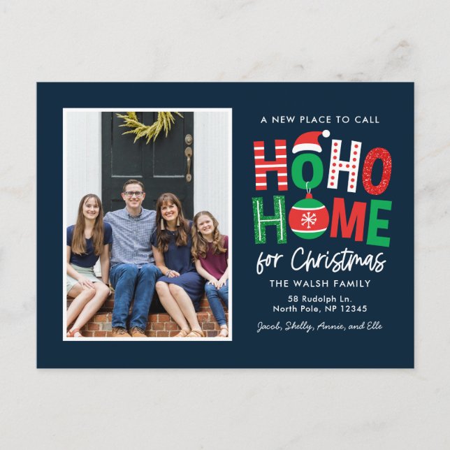 Ho Ho Home Christmas Moving Announcement Postcard (Front)