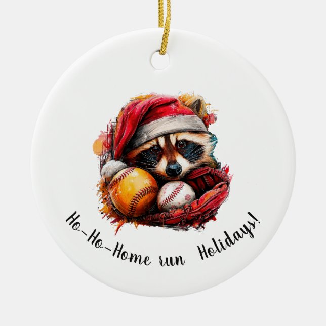 Ho-Ho-Home Run Baseball Christmas Ornament — Perso (Front)
