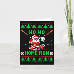 Ho Ho Home Run Baseball Christmas Santa Ugly Xmas  Card
