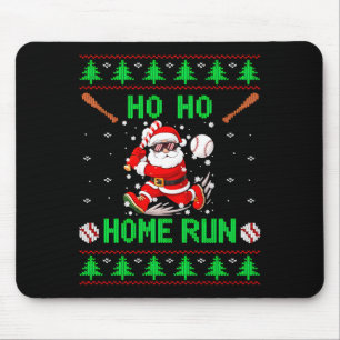 Ho Ho Home Run Baseball Christmas Santa Ugly Xmas  Mouse Mat