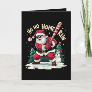 Ho Ho Home Run Vintage Santa Playing Baseball  Holiday Card