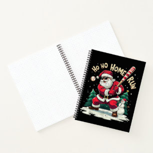 Ho Ho Home Run Vintage Santa Playing Baseball Notebook