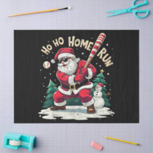 Ho Ho Home Run Vintage Santa Playing Baseball Tissue Paper