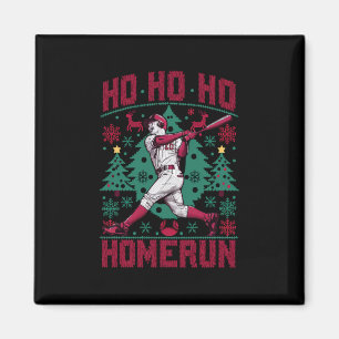 Ho Ho Homerun Baseball Ugly Christmas Sweater  Magnet