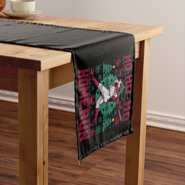 Ho Ho Homerun Baseball Ugly Christmas Sweater  Short Table Runner (In Situ)