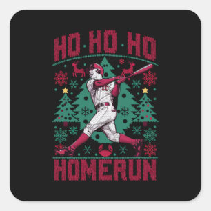 Ho Ho Homerun Baseball Ugly Christmas Sweater  Square Sticker