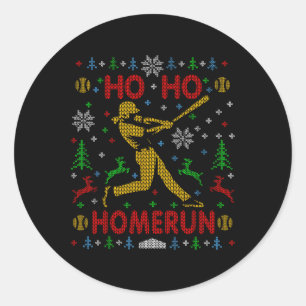 Ho Ho Homerun Fastpitch Softll Ugly Christmas Part Classic Round Sticker