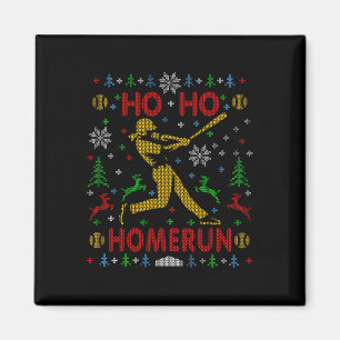 Ho Ho Homerun Fastpitch Softll Ugly Christmas Part Magnet