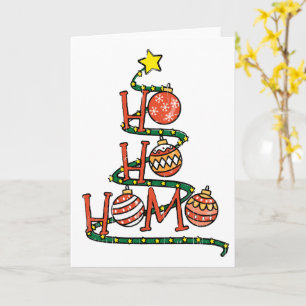 "Ho Ho Homo" Gay Christmas Tree w Balls funny T-Sh Card