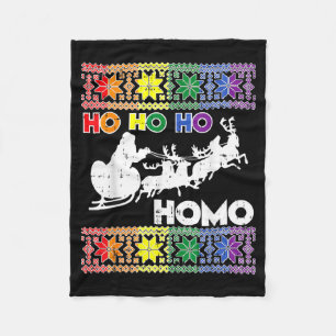 Ho Ho Homo Gay Ugly Xmas Sweater Funny Lgbt Christ Fleece Blanket