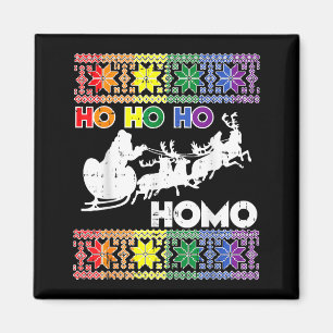 Ho Ho Homo Gay Ugly Xmas Sweater Funny Lgbt Christ Magnet