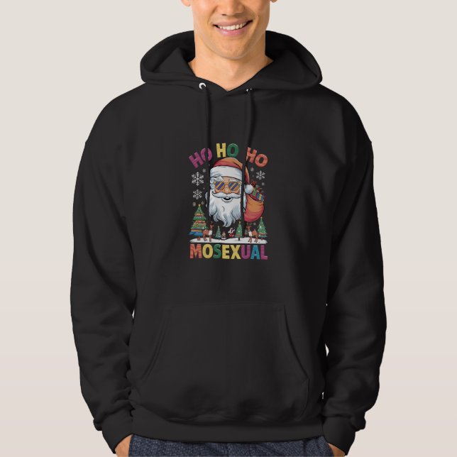 Ho Ho Homosexual Christmas Santa Holiday Gay Pride Hoodie (Front)