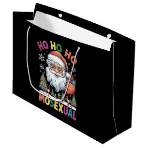 Ho Ho Homosexual Christmas Santa Holiday Gay Pride Large Gift Bag
