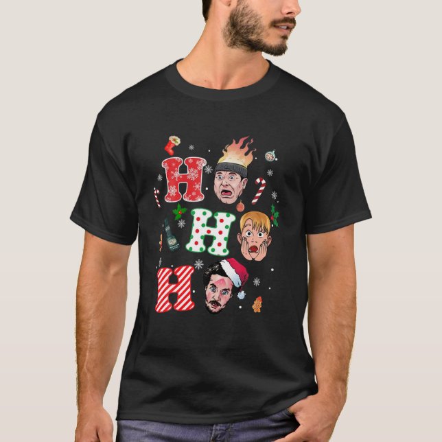 Ho Ho Hos Alone Christmas At Home Xmas Pyjamas Hol T-Shirt (Front)