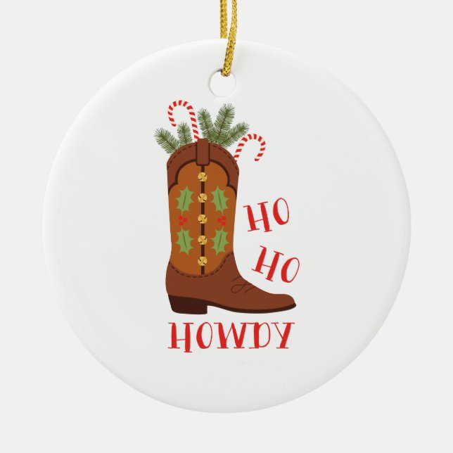 Ho Ho Howdy Ceramic Tree Decoration (Front)