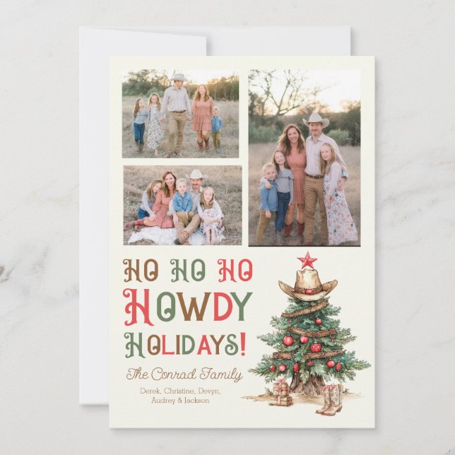 Ho Ho Howdy Christmas Photo Card (Front)