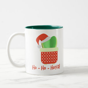 Ho-Ho-Hoya Cute Christmas Santa Hoya Plant  Two-Tone Coffee Mug