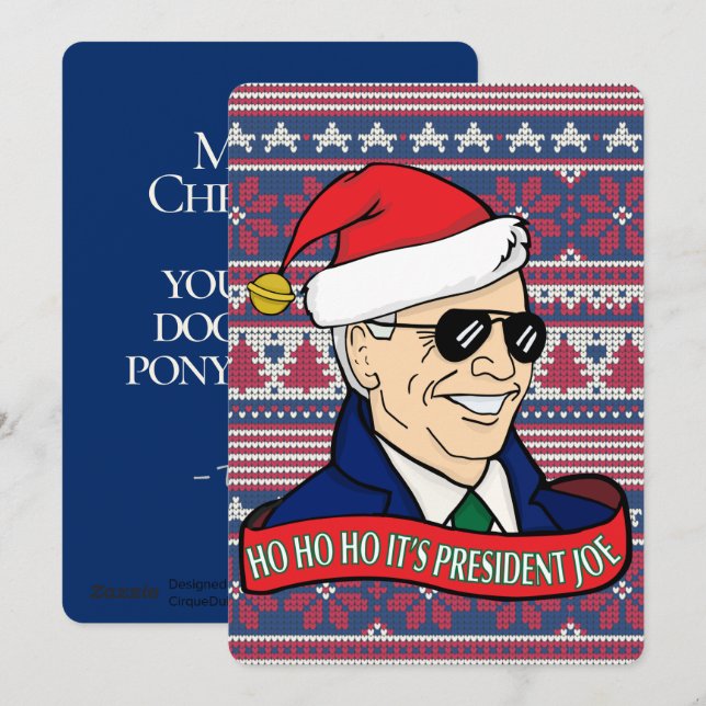 Ho Ho Its President Joe Funny Flat Biden Christmas Holiday Card (Front/Back)