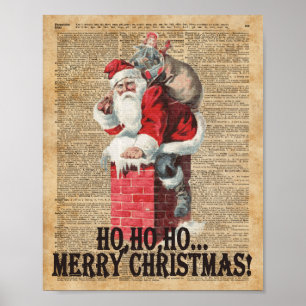 Ho,Ho Merry Chirstmas Santa Claus Dictitionary Art Poster