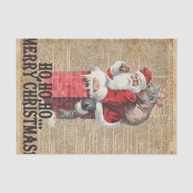 Ho,Ho Merry Chirstmas Santa Claus Dictitionary Art Tissue Paper (Front)