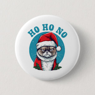 Ho ho no - funny grumpy santa cat 6 cm round badge