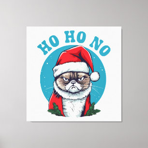 Ho ho no - funny grumpy santa cat canvas print